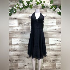 MAGGY London Petites formal silk chiffon Ruched halter neck dress size 6P NWT